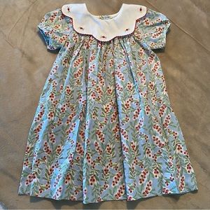Le’ Za Me Blueberry Dress With Rosebuds Embroidered On Collar Size 18 Months